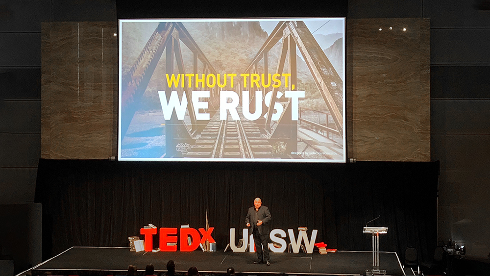 Slidemaster at Sydney Tedx – “Without trust we rust” by Ian Eliott